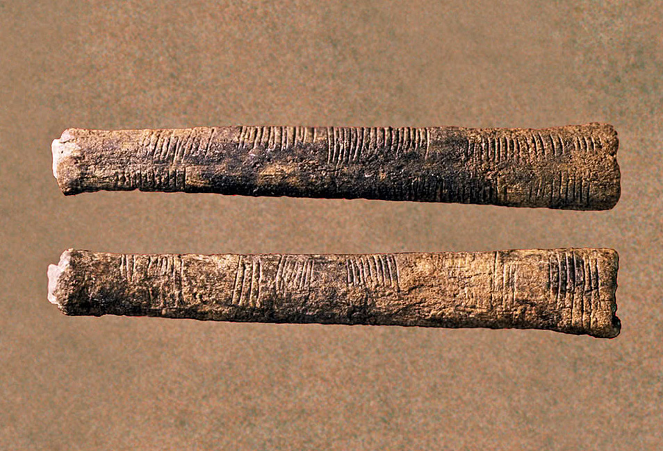 the Lebombo bone is a 37,000-year-old fibula of a baboon bearing 29 clearly defined notches reminiscent of calendar sticks still used in Namibia today.